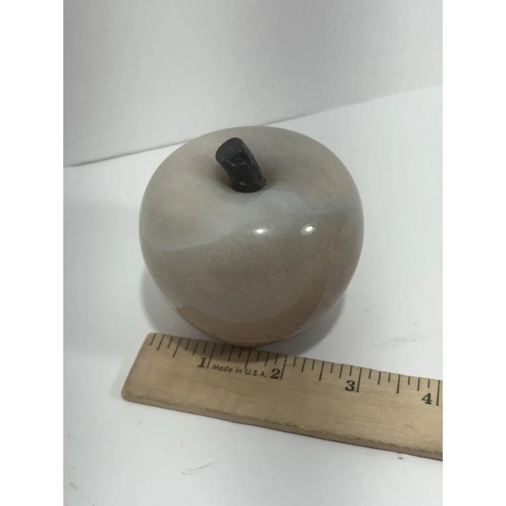 Hallmark Alabaster Marble Light Ivory White Pink APPLE Paperweight Vintage